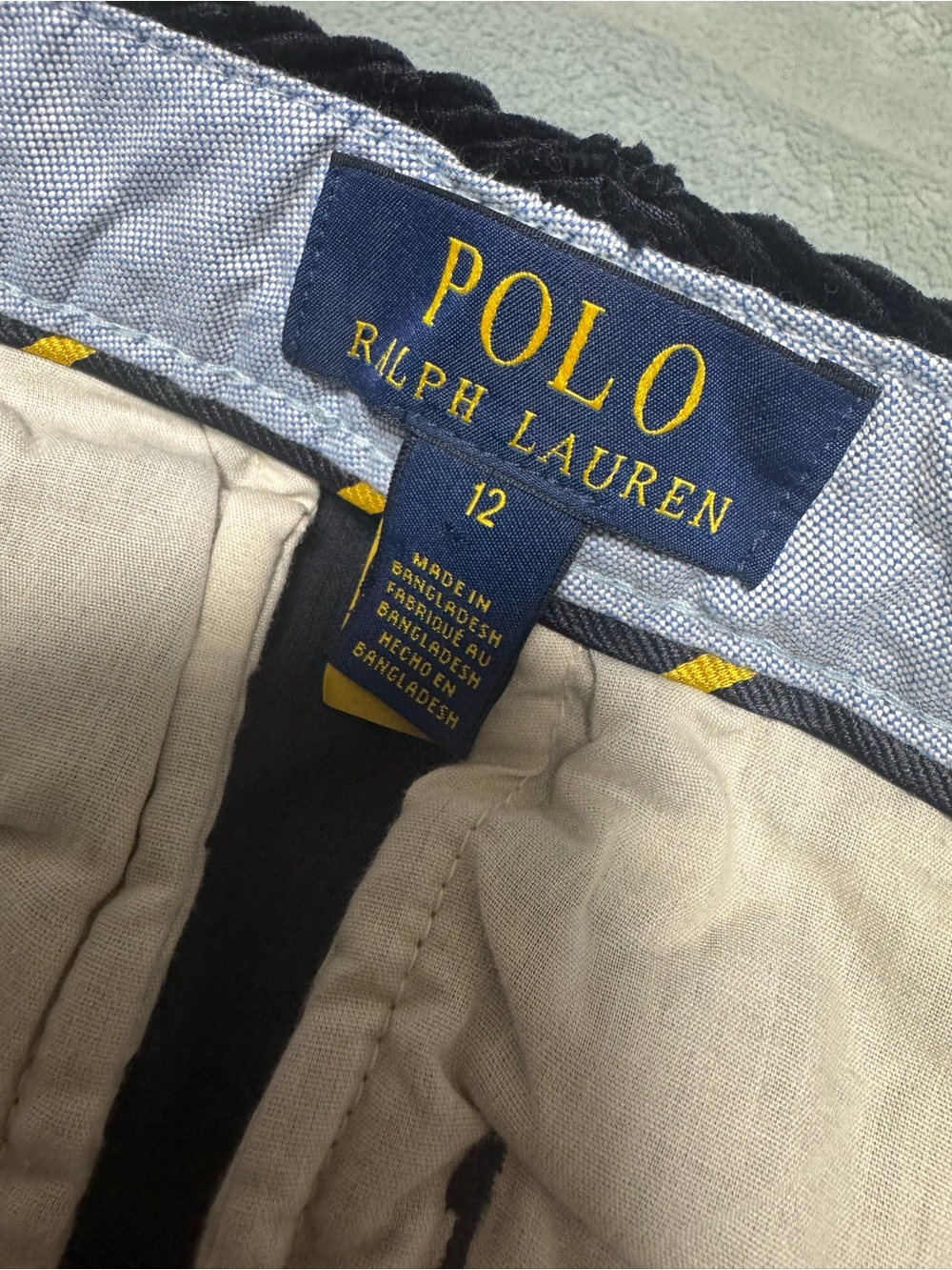 Polo by Ralph Lauren Navy and Yellow Trim Kids Chinos